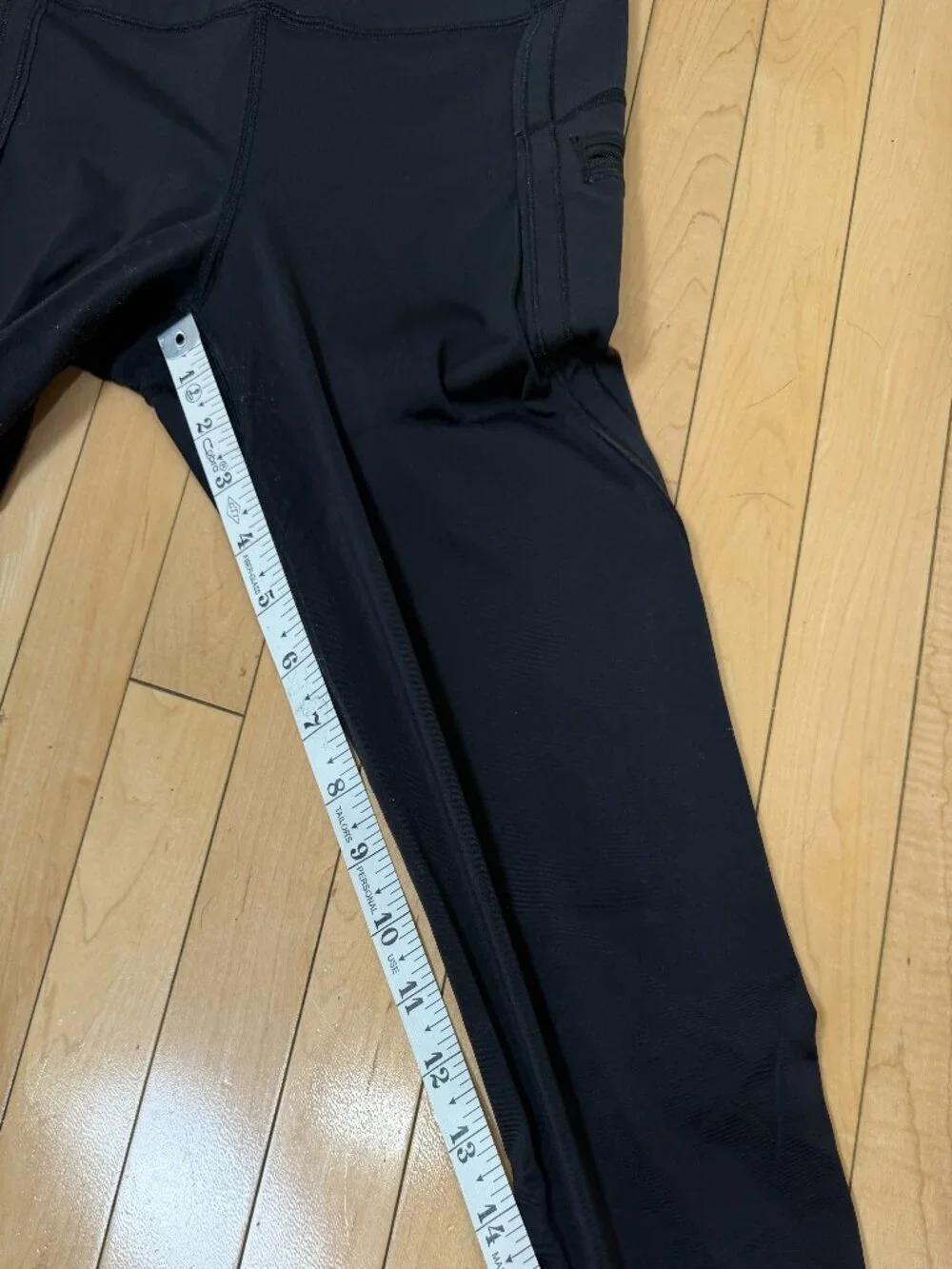 LULULEMON Black Cropped Running Tights Leggings Size 8 Gathered Leg